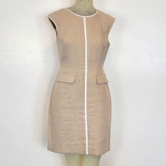 J. Crew Dresses J Crew Tan Linen Sheath Dress Poshmark